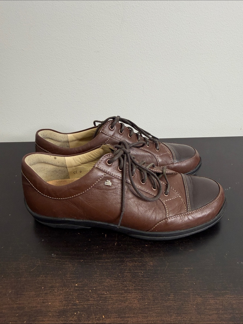 Finn Comfort Shoes Men UK 9 US 9.5 Brown Leather Cap Toe Sneaker Cap Toe Casual
